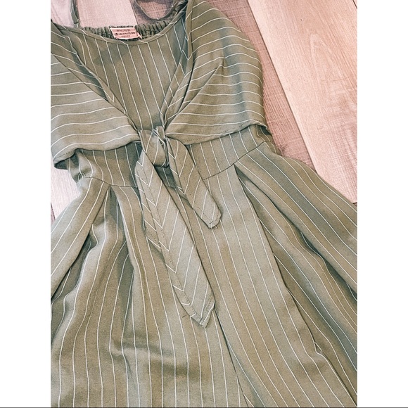 SOLD Flying Tomato Green Striped Sleeveless Wide Leg Open Back - Picture 5 of 7